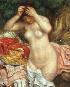 Desnudo Painting - Bañista arreglando su cabello desnudo femenino Pierre Auguste Renoir